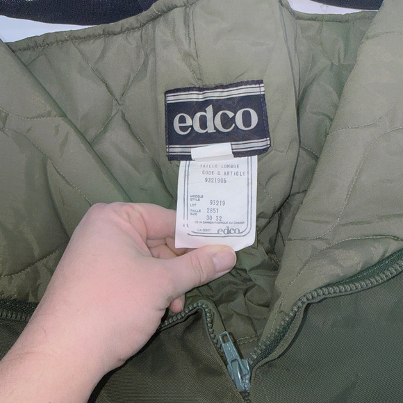 Vintage Edco Insulated Winter Bib Overalls Nylon Military Green Men 30 x 32 - Picture 9 of 15